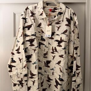 Target x Wollrich Cream Bird Print Flannel Shirt NWT